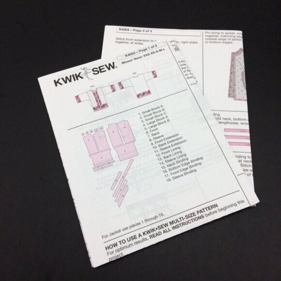Kwik Sew Misses Jacket Pattern K4004 Uncut XS S M L XL Kerstin Martensson - Picture 7 of 10